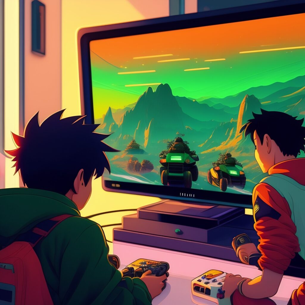 meninos jogando videogame