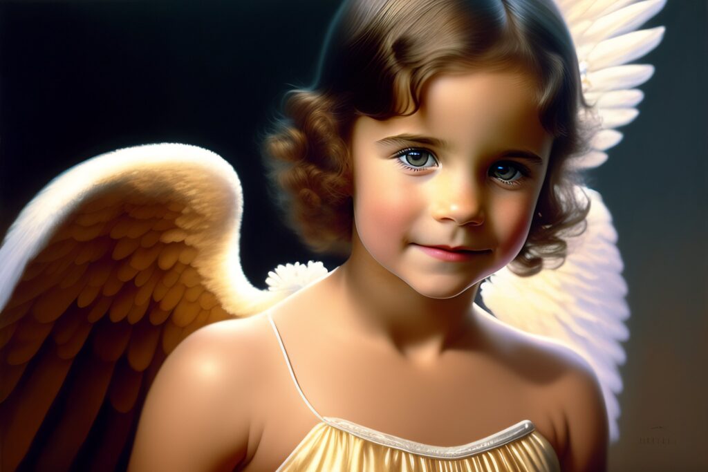 linda menina vestida de anjo