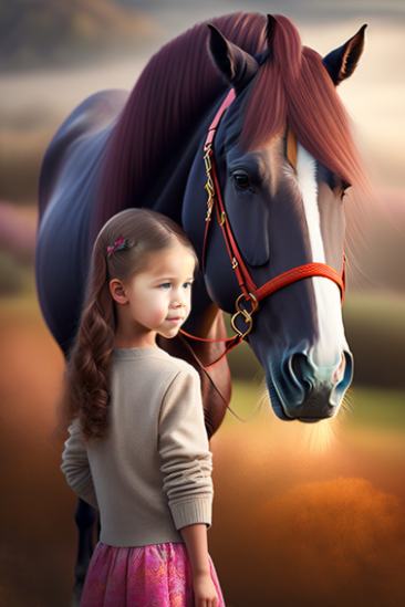 uma menina e seu cavalo