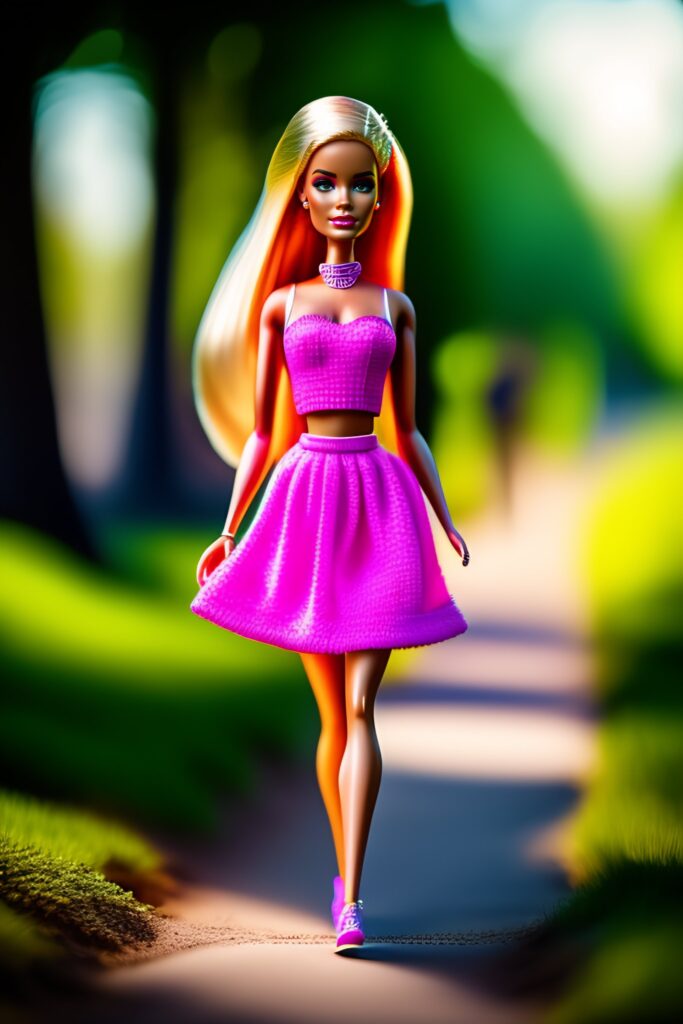 Barbie desfilando no parque