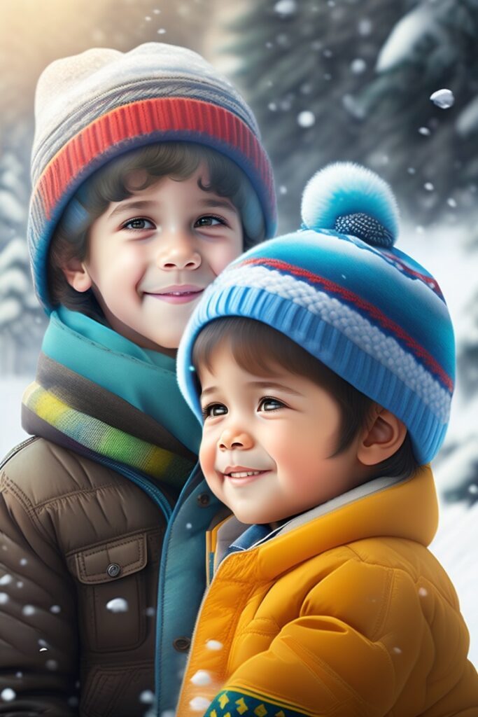 crianças na neve